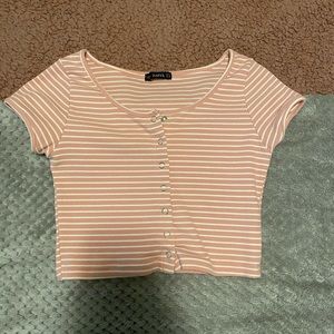 Pink striped crop top S